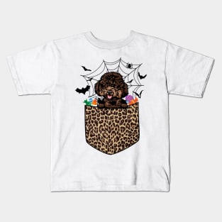 Cute Poodle Dog Lover Gift Leopard Poodle Halloween Kids T-Shirt